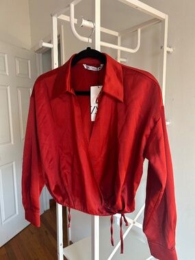 Zara Satin wrap blouse